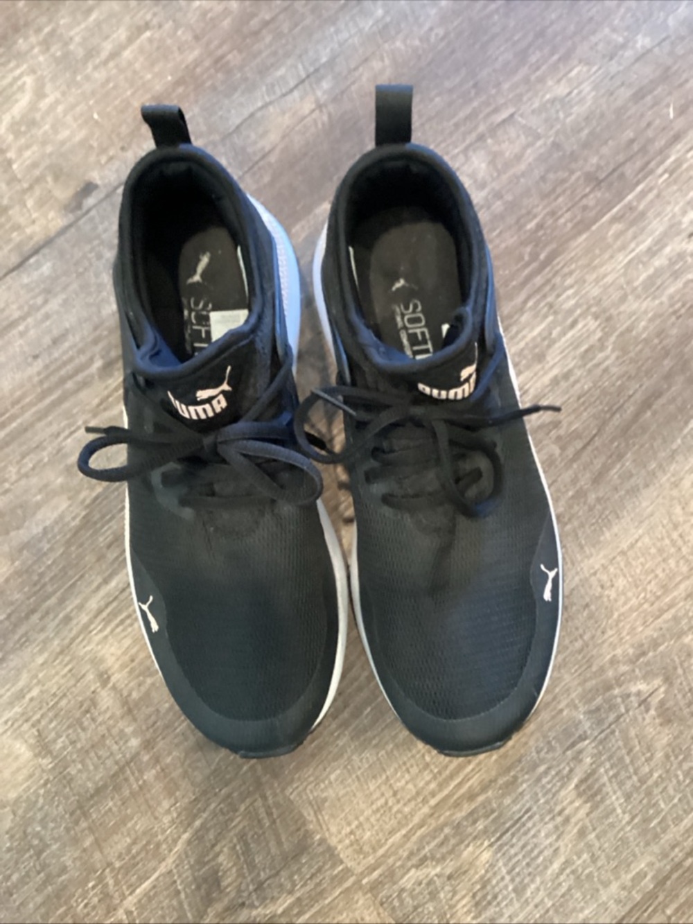 Puma Black Athletic Knit Sneakers with White Accents